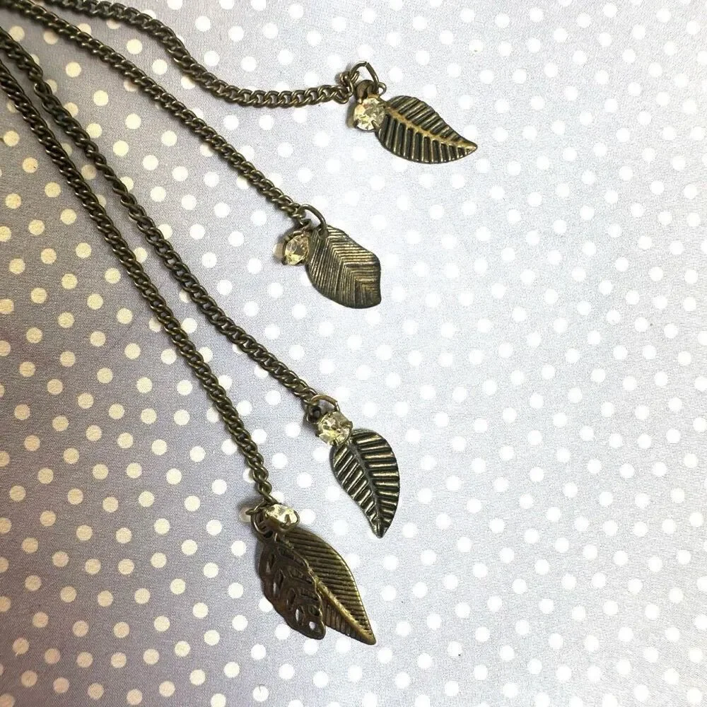 Long leaf chain statement earrings